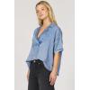 imageDEAR JOHN Belle Tencel Top Short Sleeve Oversized VNeck Popover Henley Blouse Relaxed FitWyatt