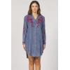 imageDEAR JOHN Bertin Novelty Dress Long Sleeve Embroidered Button Front Relaxed FitIndependence Blue
