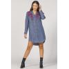 imageDEAR JOHN Bertin Novelty Dress Long Sleeve Embroidered Button Front Relaxed FitIndependence Blue