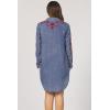 imageDEAR JOHN Bertin Novelty Dress Long Sleeve Embroidered Button Front Relaxed FitIndependence Blue