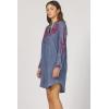 imageDEAR JOHN Bertin Novelty Dress Long Sleeve Embroidered Button Front Relaxed FitIndependence Blue