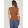 imageDEAR JOHN Bridgette Top Sleeveless Ruffle Detail Slim Fit Crew Neck Polished Casual Blouse Soft Stretch KnitCappuccino