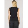 imageDEAR JOHN Bridgette Top Sleeveless Ruffle Detail Slim Fit Crew Neck Polished Casual Blouse Soft Stretch KnitJet Black