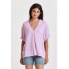 imageDEAR JOHN Jailee Womens Top Gauze VNeck Rolled Short SleeveFondant Pink