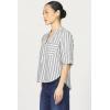 imageDEAR JOHN Sidney Novelty Top Womens Relaxed Fit Popover Short Sleeve Lightweight BlouseDark Blue Stripe