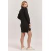 imageDEAR JOHN Zamora Mini Dress Womens Collared Zip Front Long Sleeve Casual DressBlack