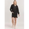 imageDEAR JOHN Zamora Mini Dress Womens Collared Zip Front Long Sleeve Casual DressBlack