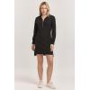 imageDEAR JOHN Zamora Mini Dress Womens Collared Zip Front Long Sleeve Casual DressBlack