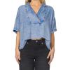 imageDEAR JOHN Belle Tencel Top Short Sleeve Oversized VNeck Popover Henley Blouse Relaxed FitWyatt