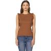 imageDEAR JOHN Bridgette Top Sleeveless Ruffle Detail Slim Fit Crew Neck Polished Casual Blouse Soft Stretch KnitCappuccino