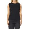 imageDEAR JOHN Bridgette Top Sleeveless Ruffle Detail Slim Fit Crew Neck Polished Casual Blouse Soft Stretch KnitJet Black
