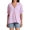 imageDEAR JOHN Jailee Womens Top Gauze VNeck Rolled Short SleeveFondant Pink