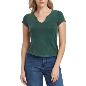 imageDEAR JOHN Anaya Notch Neck Slub VNeck Womens Tee Knit Standard FitDark Moss