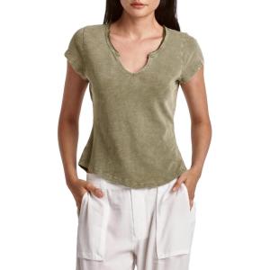 imageDEAR JOHN Anaya Notch Neck Slub VNeck Womens Tee Knit Standard FitSea Kelp