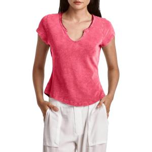 imageDEAR JOHN Anaya Notch Neck Slub VNeck Womens Tee Knit Standard FitViva Magenta