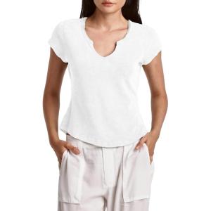 imageDEAR JOHN Anaya Notch Neck Slub VNeck Womens Tee Knit Standard FitWhite