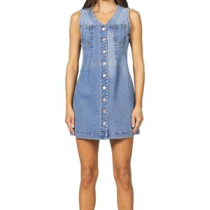 imageDEAR JOHN Sabrina Denim Dress Sleeveless Mini Classic Fit Stretch Zip Back Casual Outfit  Pacific  Small