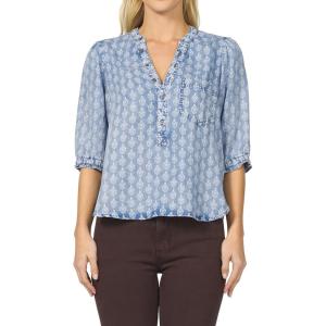 imageDEAR JOHN Sidney Novelty Top Womens Relaxed Fit Popover Short Sleeve Lightweight BlouseTulip Crest