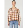 imageDEAR JOHN Benedict Shirt Womens Oversized Plaid Long Sleeve ButtonUp Cotton Collared TopPumpkin Spice