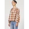 imageDEAR JOHN Benedict Shirt Womens Oversized Plaid Long Sleeve ButtonUp Cotton Collared TopPumpkin Spice