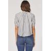 imageDEAR JOHN Costa Novelty Top Womens Poet Blouse VNeck Relaxed Fit Ladder Trim DetailDark Blue Stripe