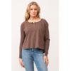imageDEAR JOHN Oksana Henley Long Sleeve Raglan Womens TopDark Olive