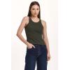 imageDEAR JOHN Tamia Cropped Racer Back Sleeveless Crew Neck Womens Tank Top Fitted KnitDeep Emerald