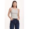 imageDEAR JOHN Tamia Cropped Racer Back Sleeveless Crew Neck Womens Tank Top Fitted KnitDigital Mist