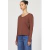 imageDEAR JOHN Vanya Long Sleeve Tee Slub VNeck Relaxed Fit Cotton Top with Raw Edge DetailCappuccino