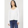 imageDEAR JOHN Vanya Long Sleeve Tee Slub VNeck Relaxed Fit Cotton Top with Raw Edge DetailWhite