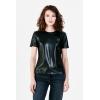 imageDEAR JOHN Womens Reese Mix Media TopBlack Vegan Leather