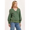 imageDEAR JOHN Zyra Womens Thermal Sweater Oversized Top VNeck Drop Shoulder Long Sleeve  Size Small  Dark Moss