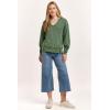 imageDEAR JOHN Zyra Womens Thermal Sweater Oversized Top VNeck Drop Shoulder Long Sleeve  Size Small  Dark Moss