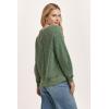 imageDEAR JOHN Zyra Womens Thermal Sweater Oversized Top VNeck Drop Shoulder Long Sleeve  Size Small  Dark Moss