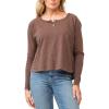 imageDEAR JOHN Oksana Henley Long Sleeve Raglan Womens TopDark Olive