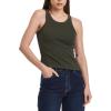 imageDEAR JOHN Tamia Cropped Racer Back Sleeveless Crew Neck Womens Tank Top Fitted KnitDeep Emerald
