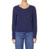 imageDEAR JOHN Vanya Long Sleeve Tee Slub VNeck Relaxed Fit Cotton Top with Raw Edge DetailBlack Iris