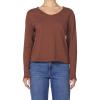 imageDEAR JOHN Vanya Long Sleeve Tee Slub VNeck Relaxed Fit Cotton Top with Raw Edge DetailCappuccino