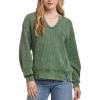 imageDEAR JOHN Zyra Womens Thermal Sweater Oversized Top VNeck Drop Shoulder Long Sleeve  Size Small  Dark Moss