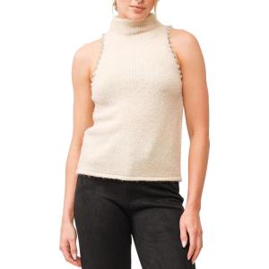 imageDEAR JOHN Alva Mockneck Jeweled Armhole Halter Womens SweaterAntique White
