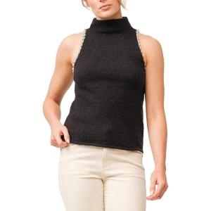 imageDEAR JOHN Alva Mockneck Jeweled Armhole Halter Womens SweaterBlack