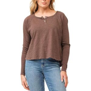 imageDEAR JOHN Oksana Henley Long Sleeve Raglan Womens TopDark Olive