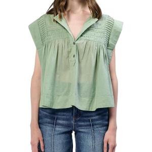 imageDEAR JOHN Shaya Womens Top Classic Relaxed Button Front SleevelessIceberg Green