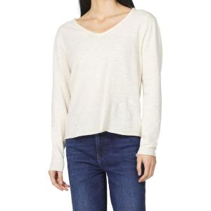 imageDEAR JOHN Vanya Long Sleeve Tee Slub VNeck Relaxed Fit Cotton Top with Raw Edge DetailWhitecap Gray