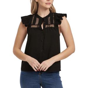 imageDEAR JOHN Womens Annalise Petal Sleeve TopBlack