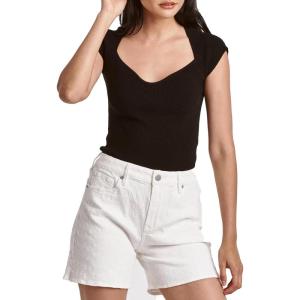 imageDEAR JOHN Womens DamaRise Sweetheart Neck TopBlack Rib