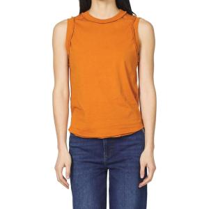 imageDEAR JOHN Zo Tee Slub Round Neck Sleeveless Relaxed Fit Cotton Top with Back Seam Detail  Pumpkin Spice  Medium