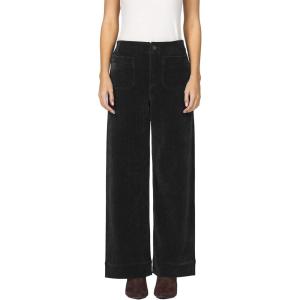 imageDEAR JOHN Audrey Wide Leg Pant Womens High Rise Clean Hem Corduroy TrouserBlack