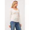 imageDEAR JOHN Alina Womens Top Classic Fit VNeck Long SleeveAntique White