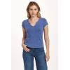 imageDEAR JOHN Anaya Notch Neck Slub VNeck Womens Tee Knit Standard FitBlue Lolite